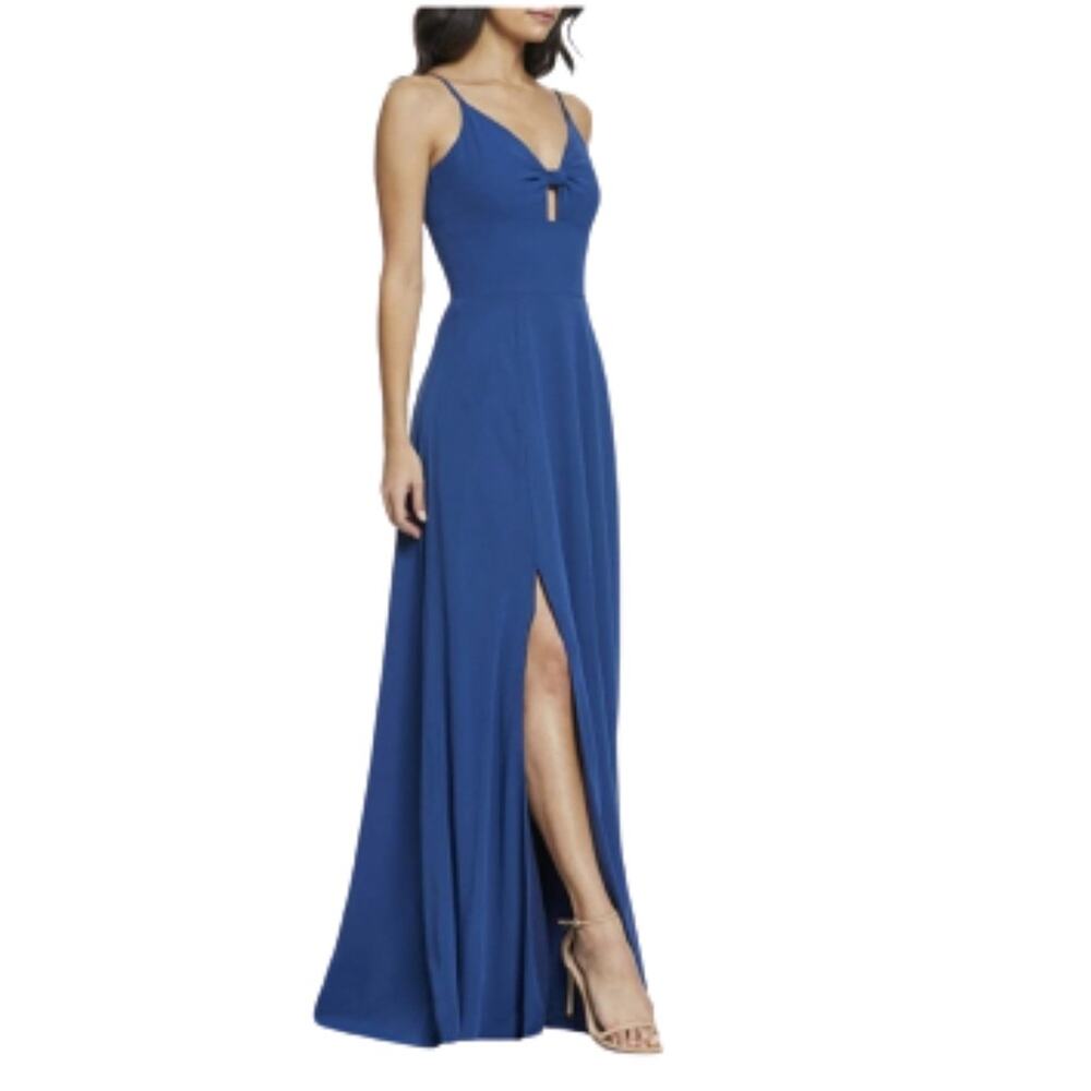 Dress The Population Dress Blue Cambria Knot Tie Bodice Formal Evening Large NEW - Picture 13 of 13